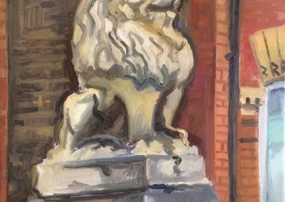 oil painting of Barnes lion